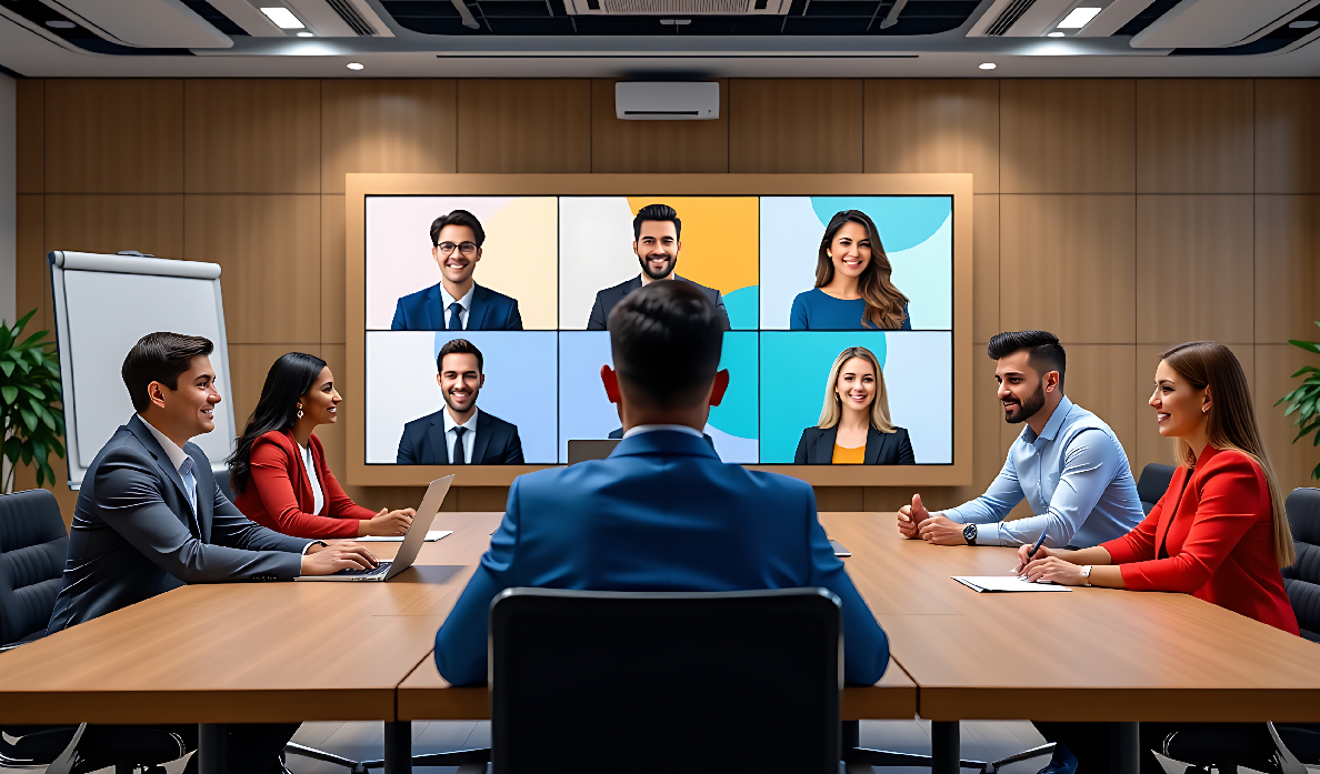 A visual representation of a virtual team training session.