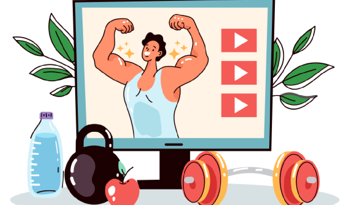 An illustration of a health and fitness professional using a video platform.