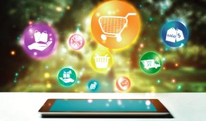 Diagram illustrating shoppable overlay on premium commerce media on OTT content.